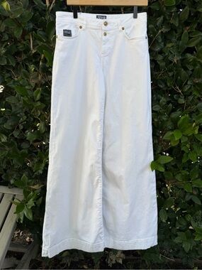 Versace Jeans Collection White Wide-Leg High-Rise Jeans